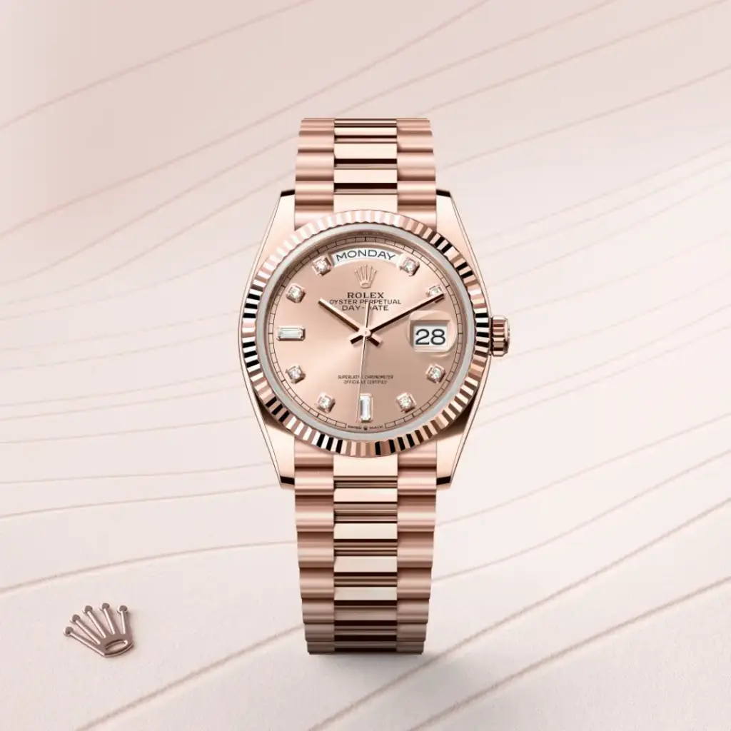 Rolex Day-Date in 18 Karat Everose-Gold, M128235-0009-3 – Uhren Schmiemann