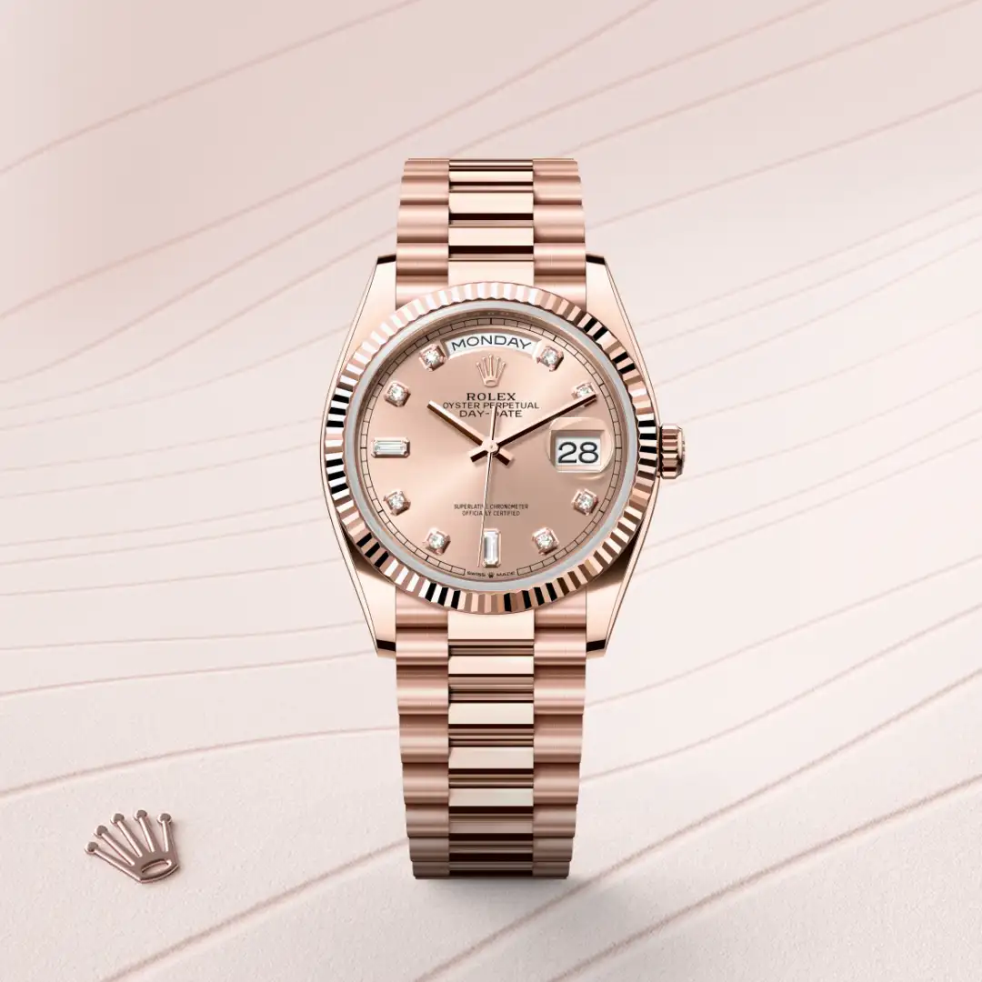 Rolex Day-Date in 18 Karat Everose-Gold, M128235-0009-3 – Uhren Schmiemann