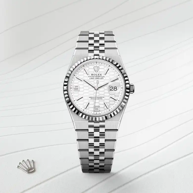 Rolex Land-Dweller in Rolesor weiß (Kombination aus Edelstahl Oystersteel und Weißgold), M127234-0001-4 – Uhren Schmiemann
