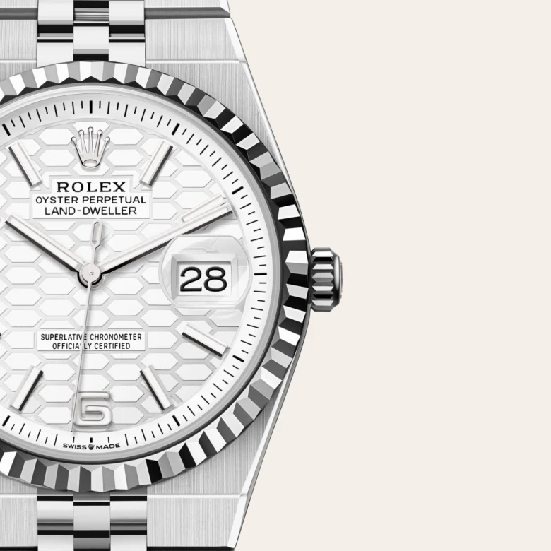 Rolex Land-Dweller in Rolesor weiß (Kombination aus Edelstahl Oystersteel und Weißgold), M127234-0001-8 – Uhren Schmiemann