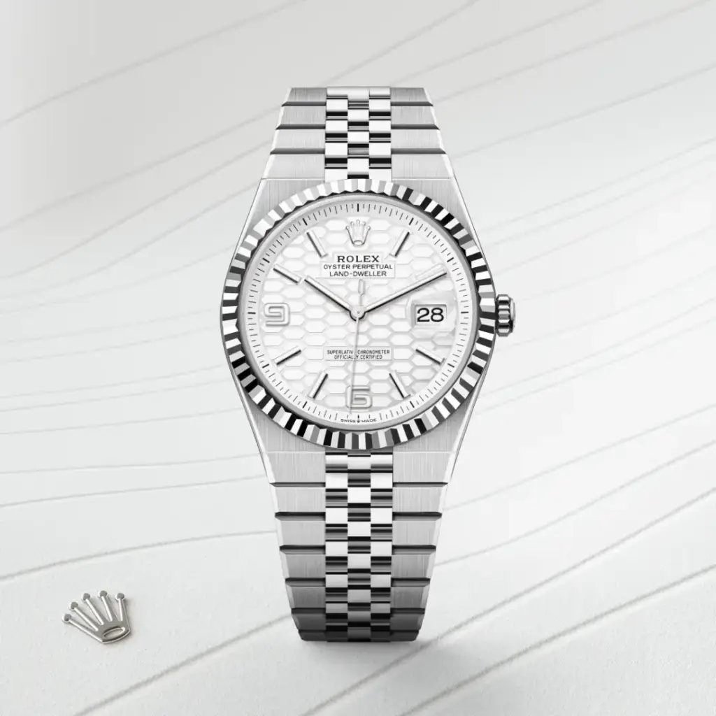 Rolex Land-Dweller in Rolesor weiß (Kombination aus Edelstahl Oystersteel und Weißgold), M127334-0001-3 – Uhren Schmiemann
