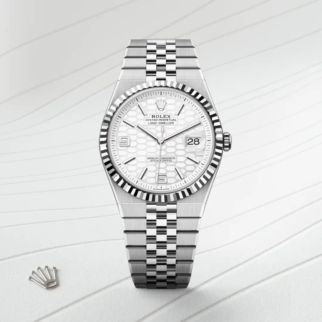 Rolex Land-Dweller in Rolesor weiß (Kombination aus Edelstahl Oystersteel und Weißgold), M127334-0001-3 – Uhren Schmiemann