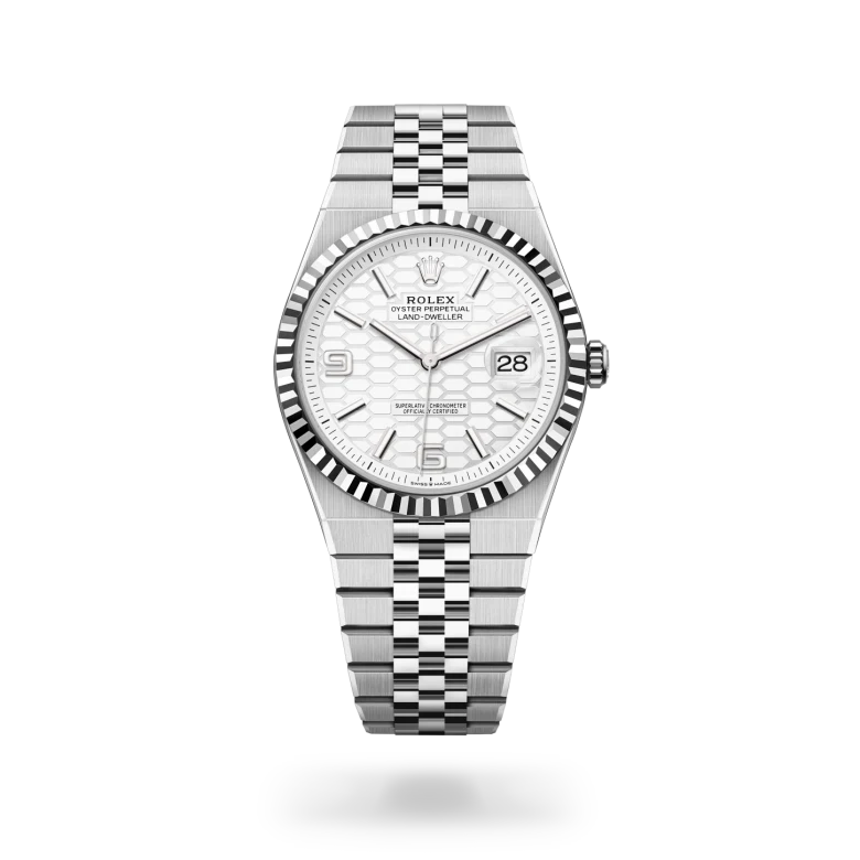 Rolex Land-Dweller in Rolesor weiß (Kombination aus Edelstahl Oystersteel und Weißgold), M127334-0001-2 – Uhren Schmiemann