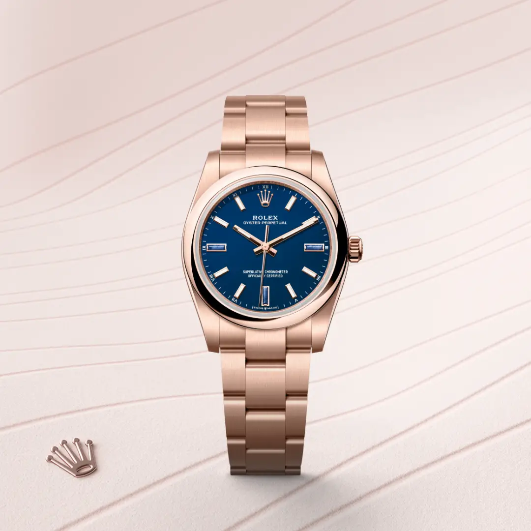 Rolex Oyster Perpetual in 18 Karat Everose-Gold, M124205-0002-3 – Uhren Schmiemann