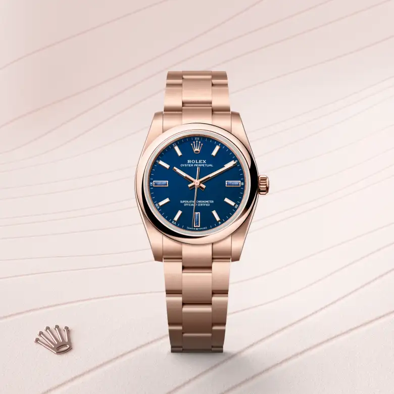 Rolex Oyster Perpetual in 18 Karat Everose-Gold, M124205-0002-4 – Uhren Schmiemann