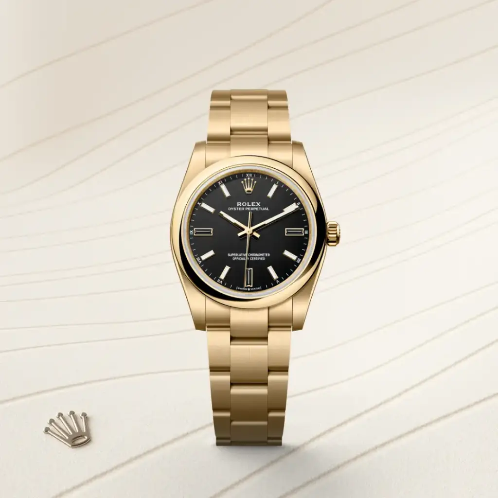 Rolex Oyster Perpetual in 18 Karat Gelbgold, M124208-0001-3 – Uhren Schmiemann