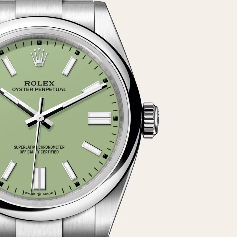 Rolex Oyster Perpetual in Edelstahl Oystersteel, M134300-0006-8 – Uhren Schmiemann